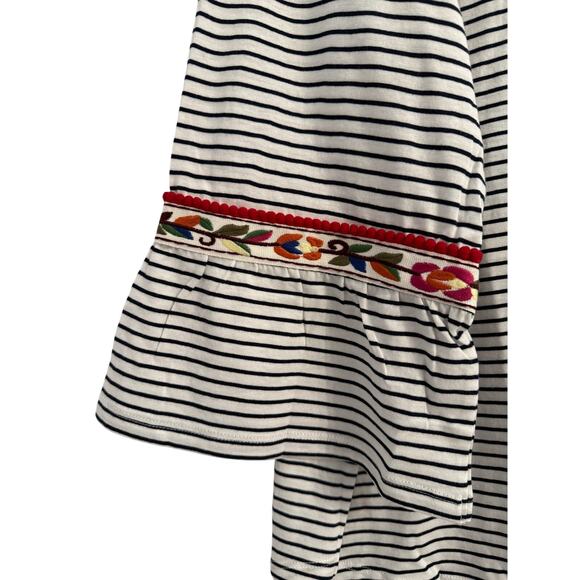 OSO Casuals NWOT Coastal Nautical Stripe Boho Embroidered Floral Bell Sleeve 3X - Picture 3 of 7